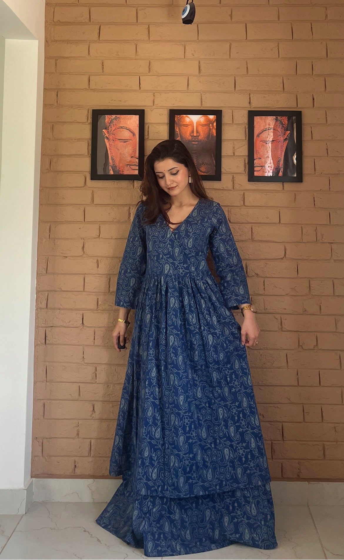 Aseel A-line Indigo Kurta with Skirt