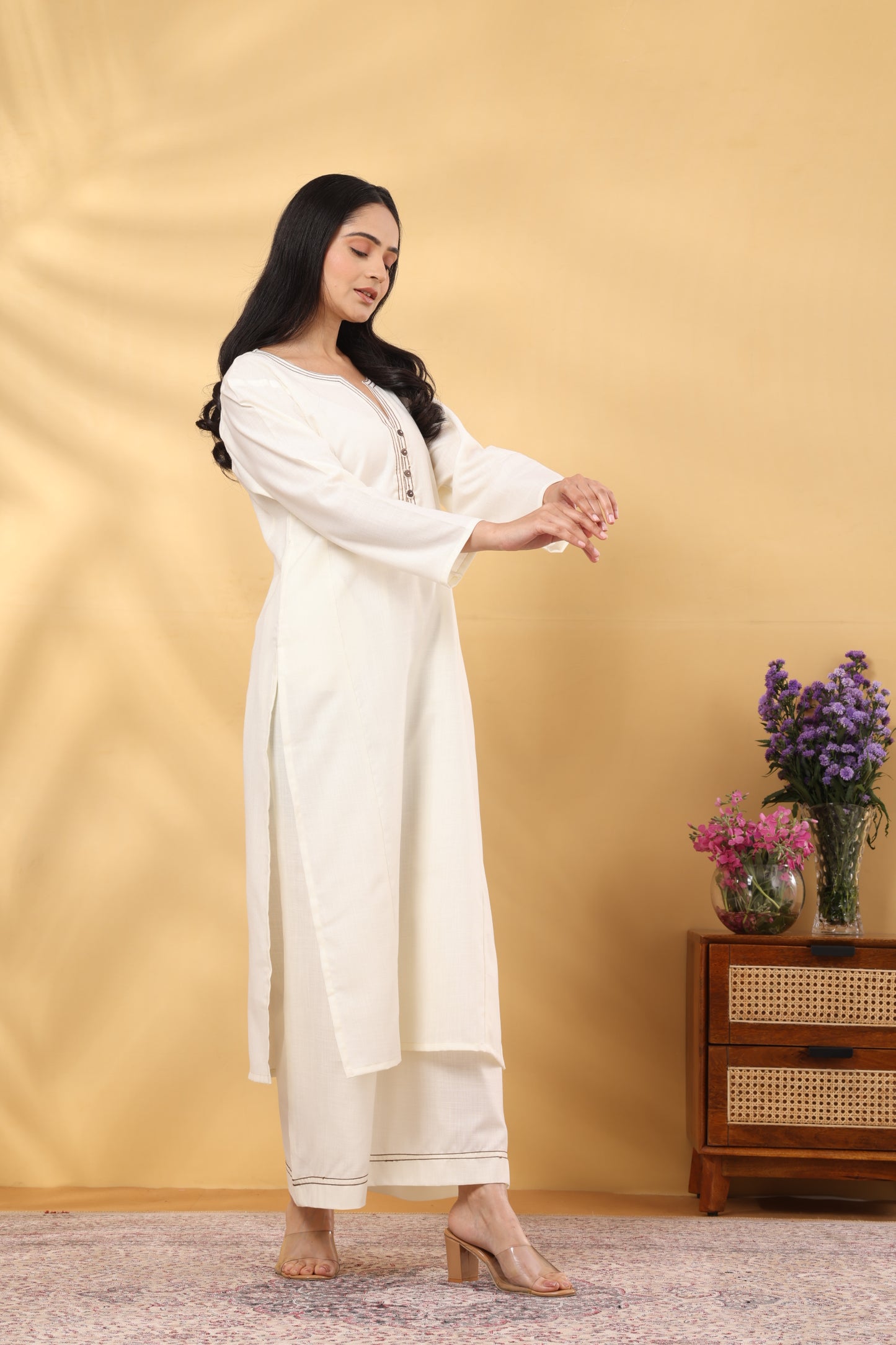 Saadgi  Warm Cream Coord Set