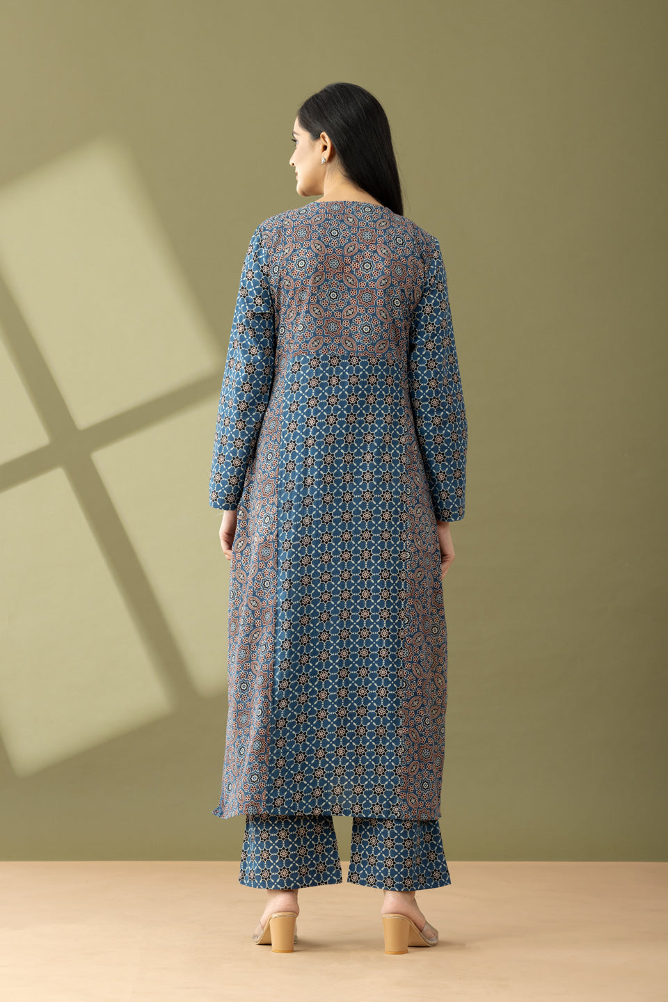 Utsaah Prussian Blue Ajrakh Kurta Set
