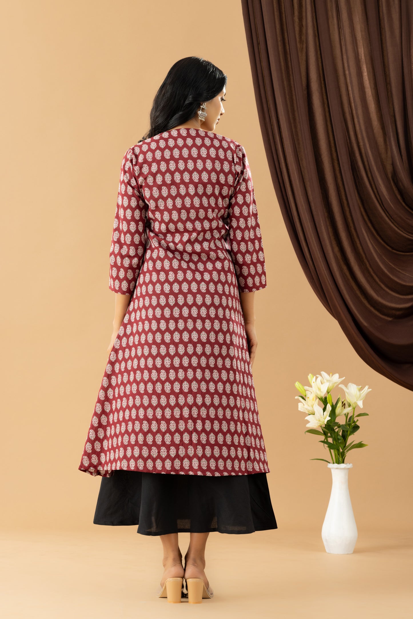 Bahaar Berry Block print shrug dress