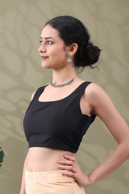 Navya Black Basic cotton Sleeveless Blouse
