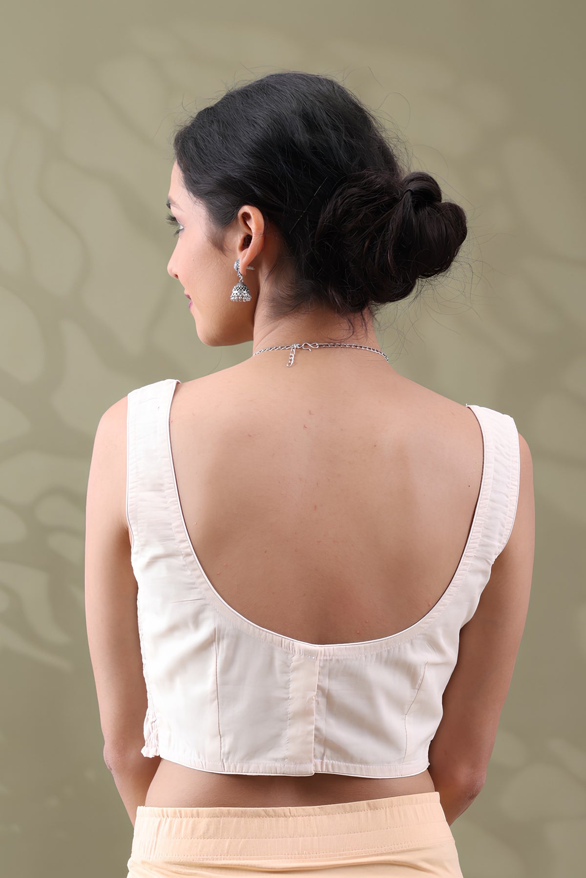 Navya Cream Basic cotton Sleeveless Blouse