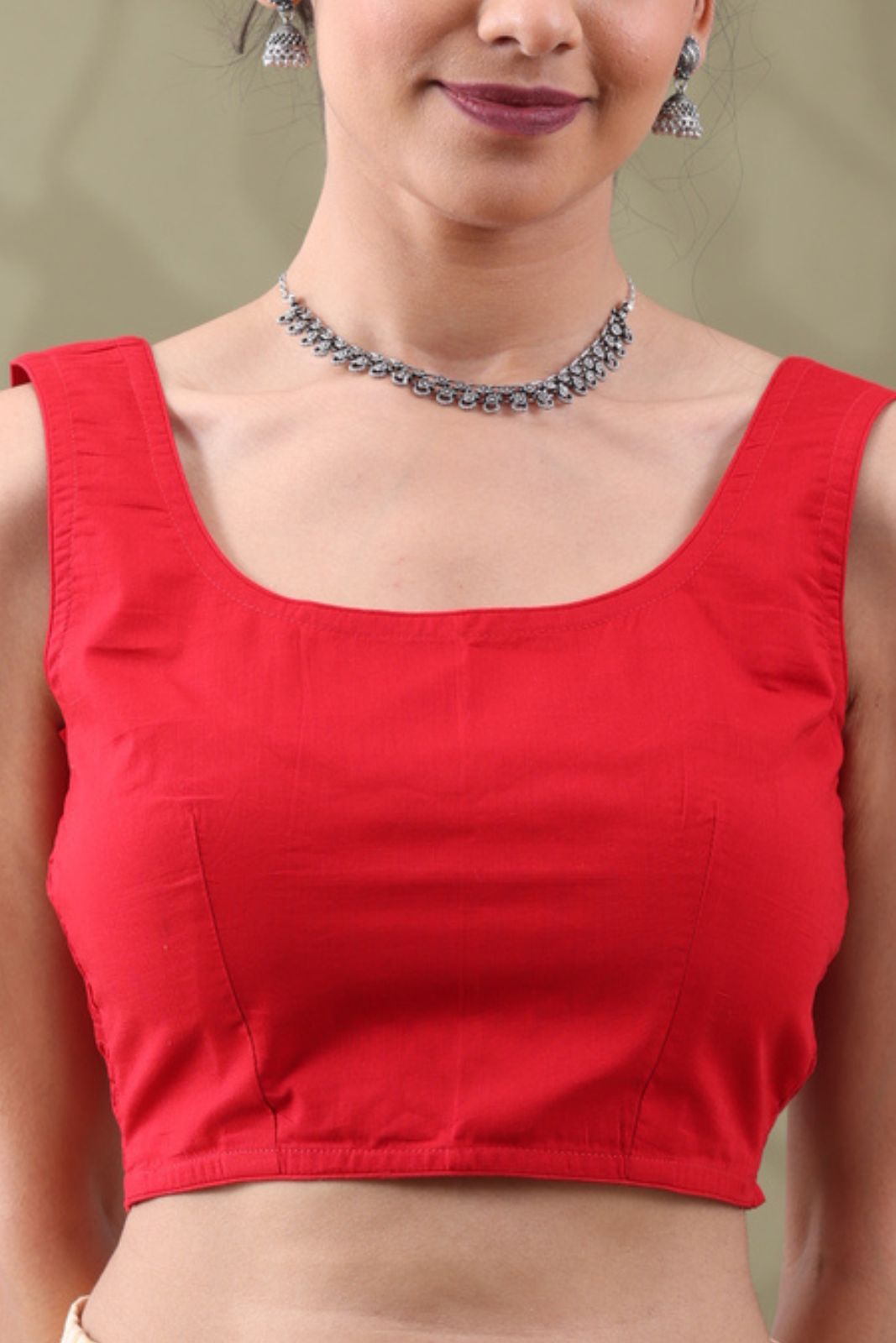 Navya Red Basic cotton Sleeveless Blouse