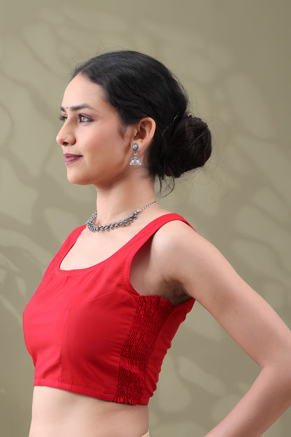Navya Red Basic cotton Sleeveless Blouse