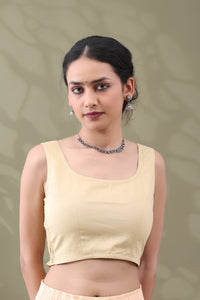 Navya Beige Basic cotton Sleeveless Blouse