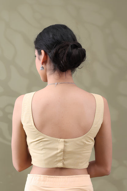 Navya Beige Basic cotton Sleeveless Blouse