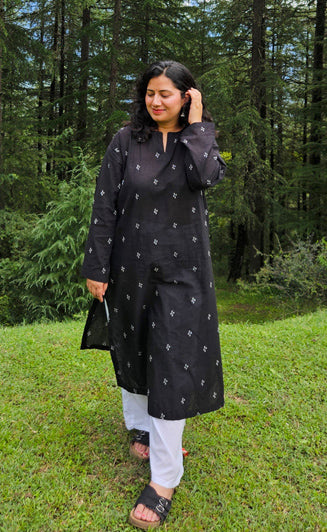Saadgi Black Jamdani Phiran Set