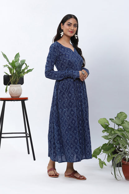 Shravani indigo bagru printed dress
