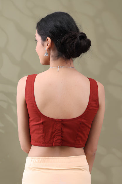 Navya Rust Basic cotton Sleeveless Blouse
