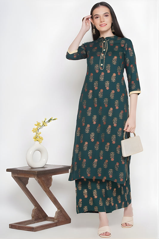 Riwaaz Forest Green Kurta Set
