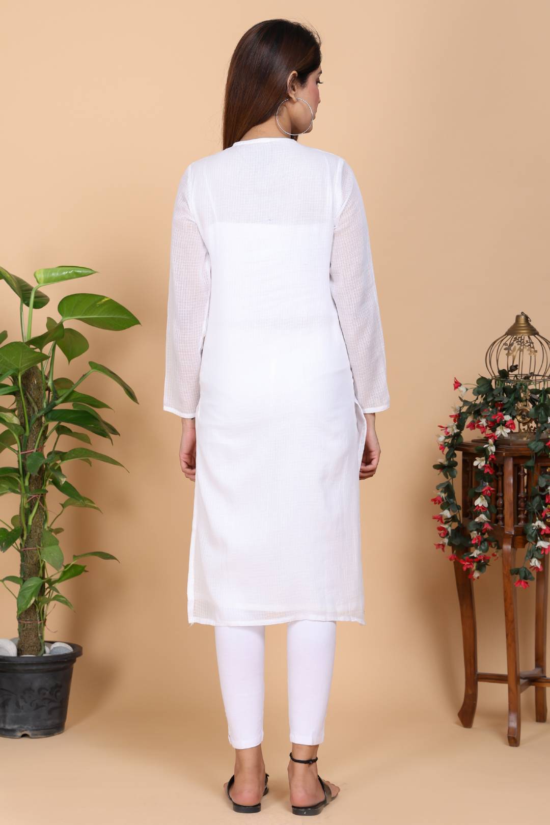 Aseel Flawless White Kota Kurta With Pant