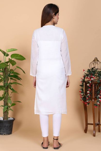 Aseel Flawless White Kota Kurta With Pant