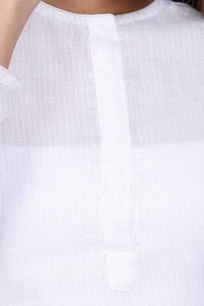 Aseel Flawless White Kota Kurta With Pant