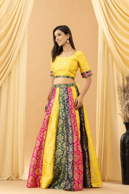 Aseel Jacquard Multicolor Blouse Skirt Set