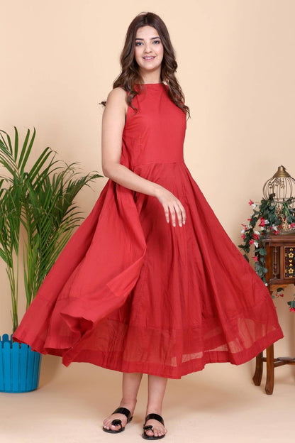 Aseel Maroon Dress with Kota Border