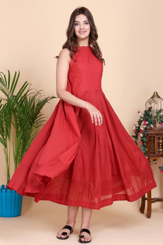 Aseel Maroon Dress with Kota Border