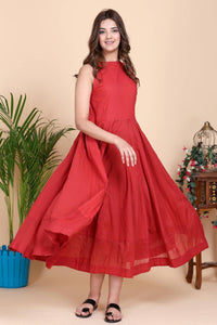 Aseel Maroon Dress with Kota Border