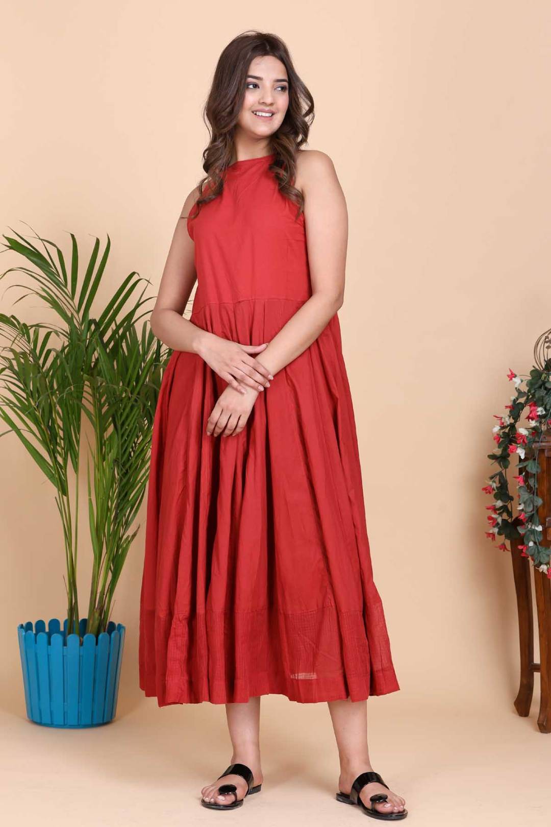 Aseel Maroon Dress with Kota Border