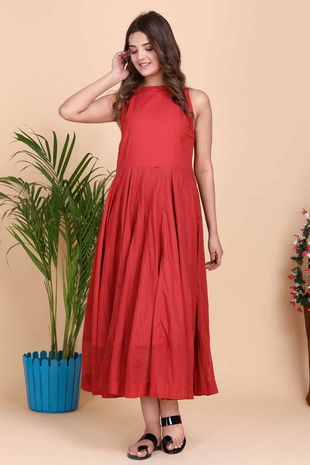 Aseel Maroon Dress with Kota Border