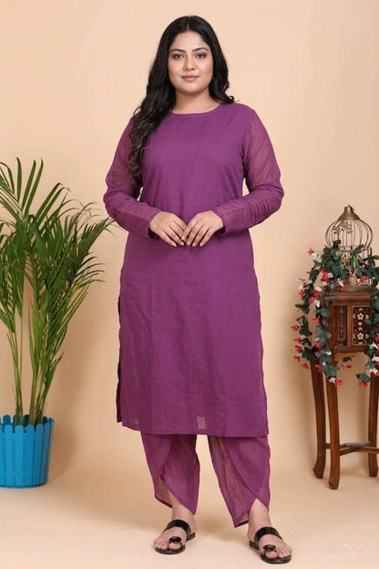 Aseel Purple Kota Kurta Set