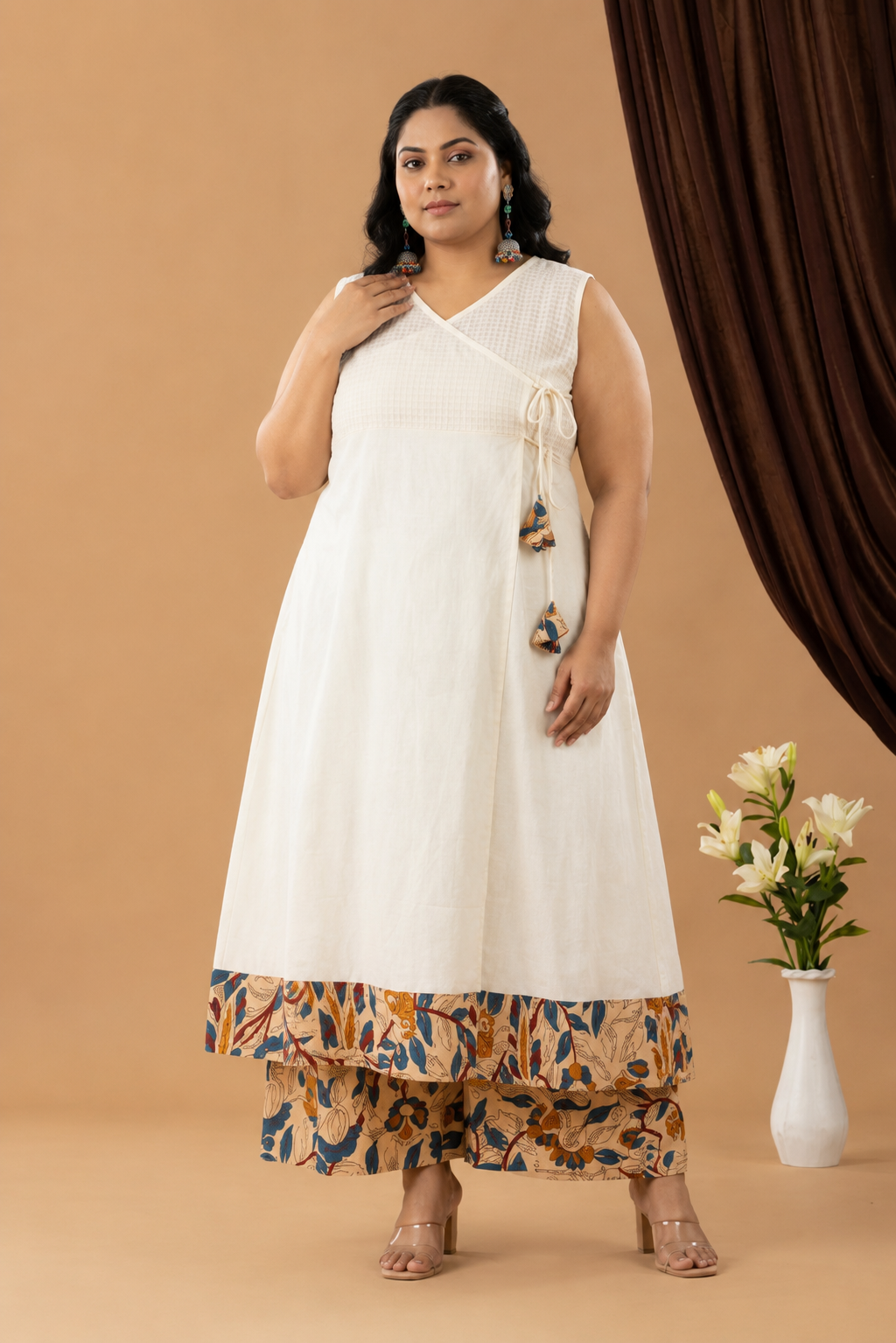 Bahaar Neutral Off White Angrakha Set