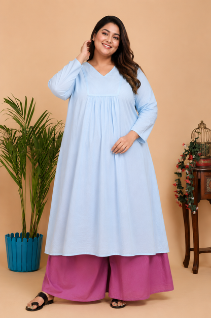 Aseel Blue Kurta with Mauve palazzo