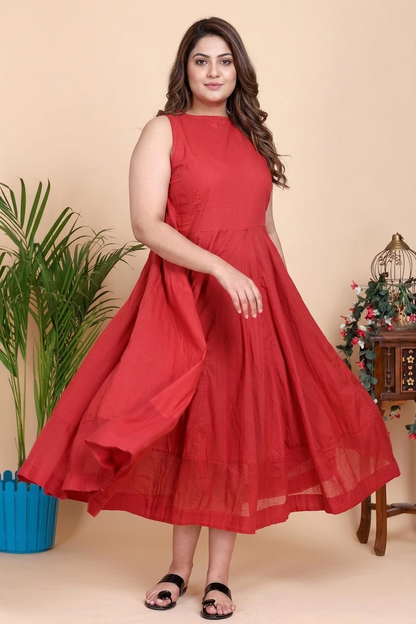 Aseel Maroon Dress with Kota Border