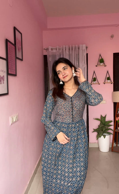Umang Indigo Ajrakh Kurta Set