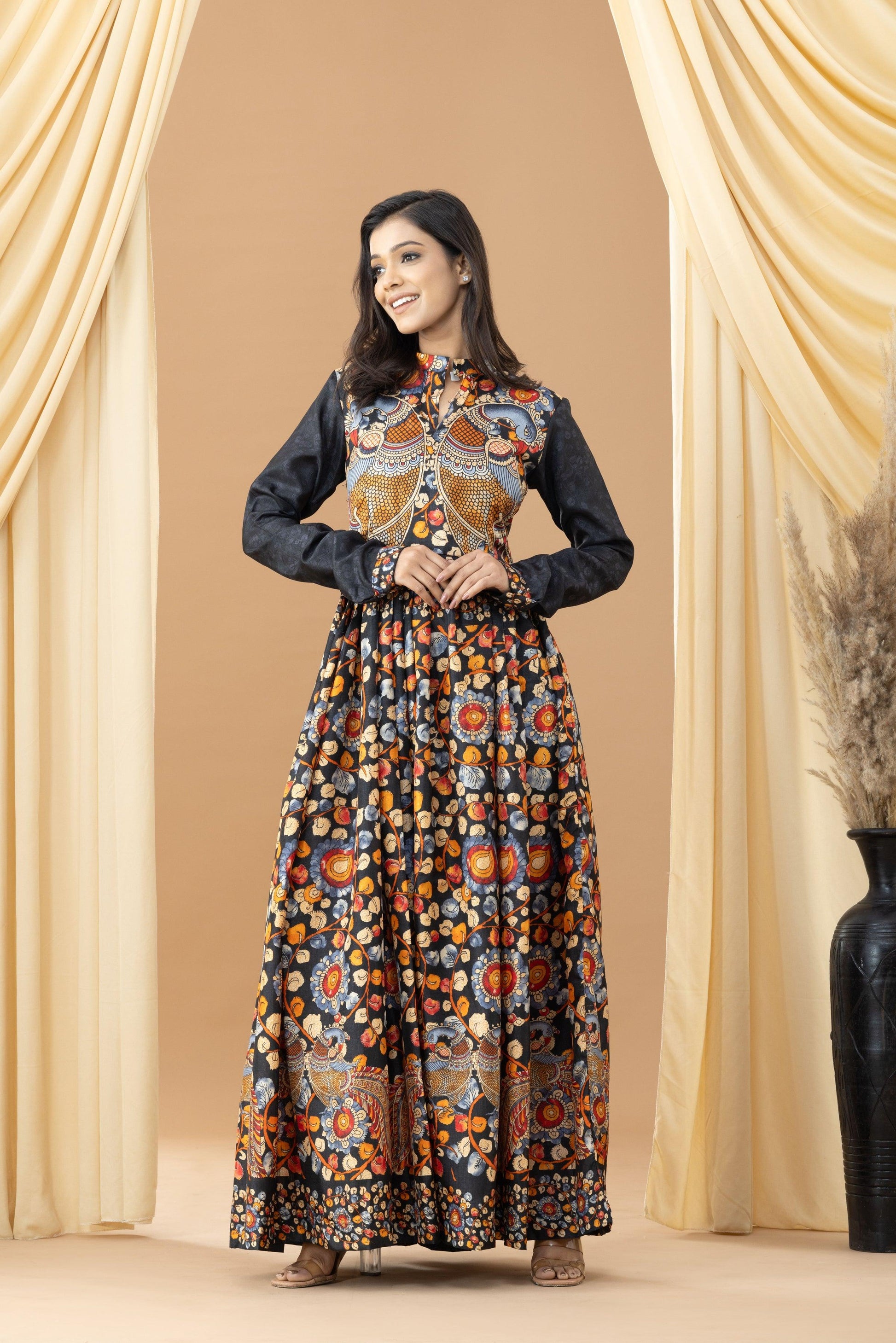 Aseel Multicolor Cotton Silk Kalamkari Dress Handikart Online Sales Private Limited Aseel Multicolor Cotton Silk Kalamkari Dress Handikart Online Sales Private Limited