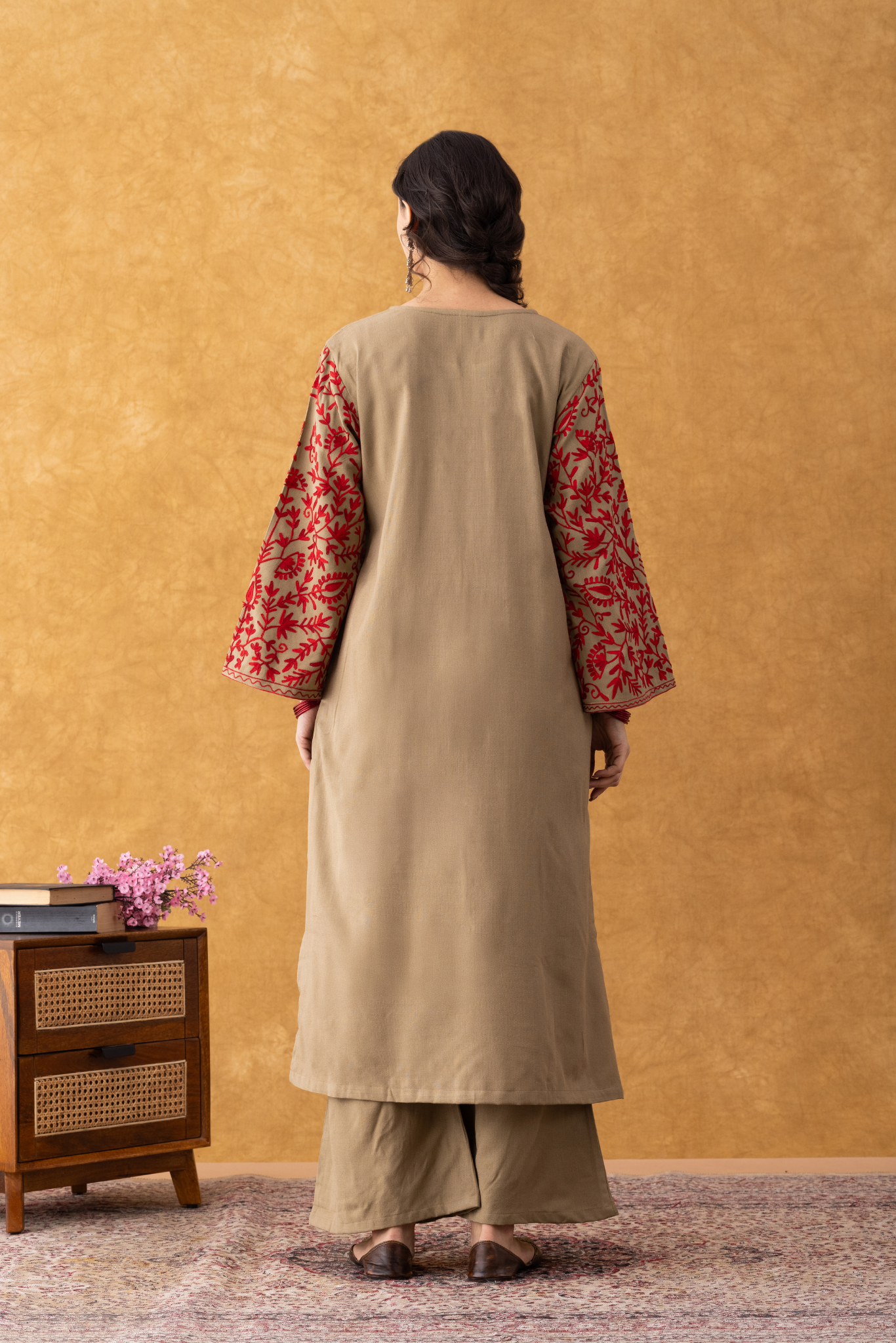 Beige With Red Embroidered Phiran Set, phiran dress of kashmir, beige with red embroidered phiran set price, beige with red embroidered phiran set online, beige with red embroidered phiran set online shopping, kashmiri phiran female, kashmiri phiran female online, phiran kurta set, phiran set for women, winter suits for women, winter suits for men, winter suits designs for ladies, winter suits for women with dupatta, winter suits for kids, winter suits for girls, winter suits design, winter suits for babies