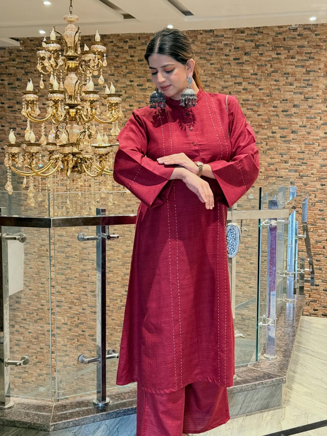 Saadgi  Rosewood A-line Kurta Set