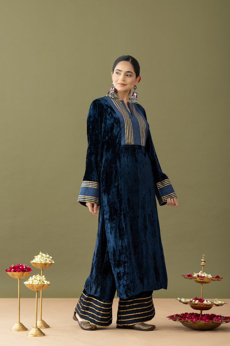 Utsaah Blue Velvet Gotta Kurta Set