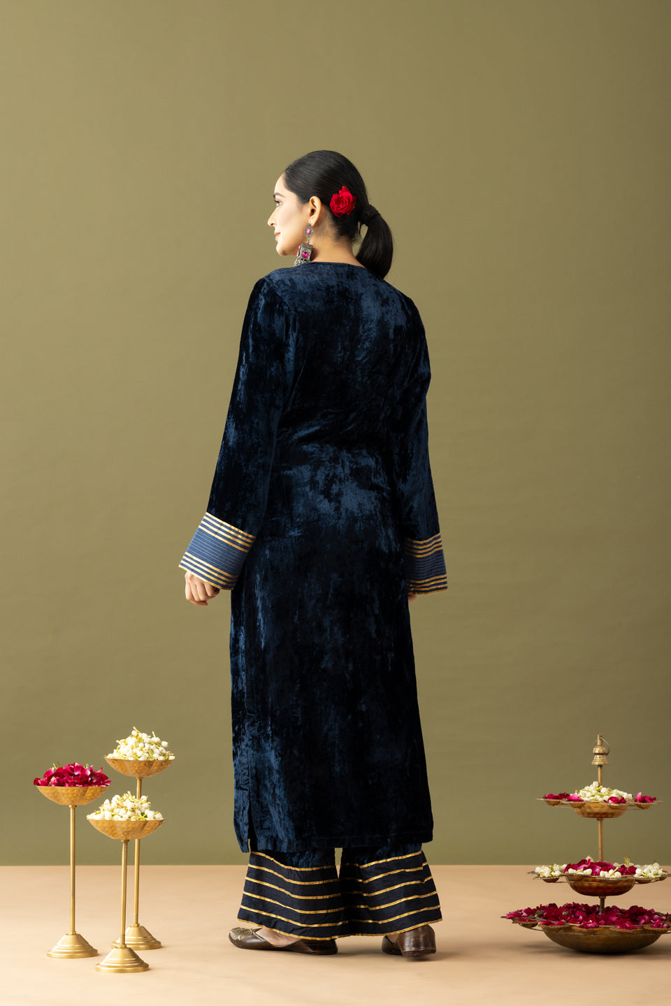 Utsaah Blue Velvet Gotta Kurta Set