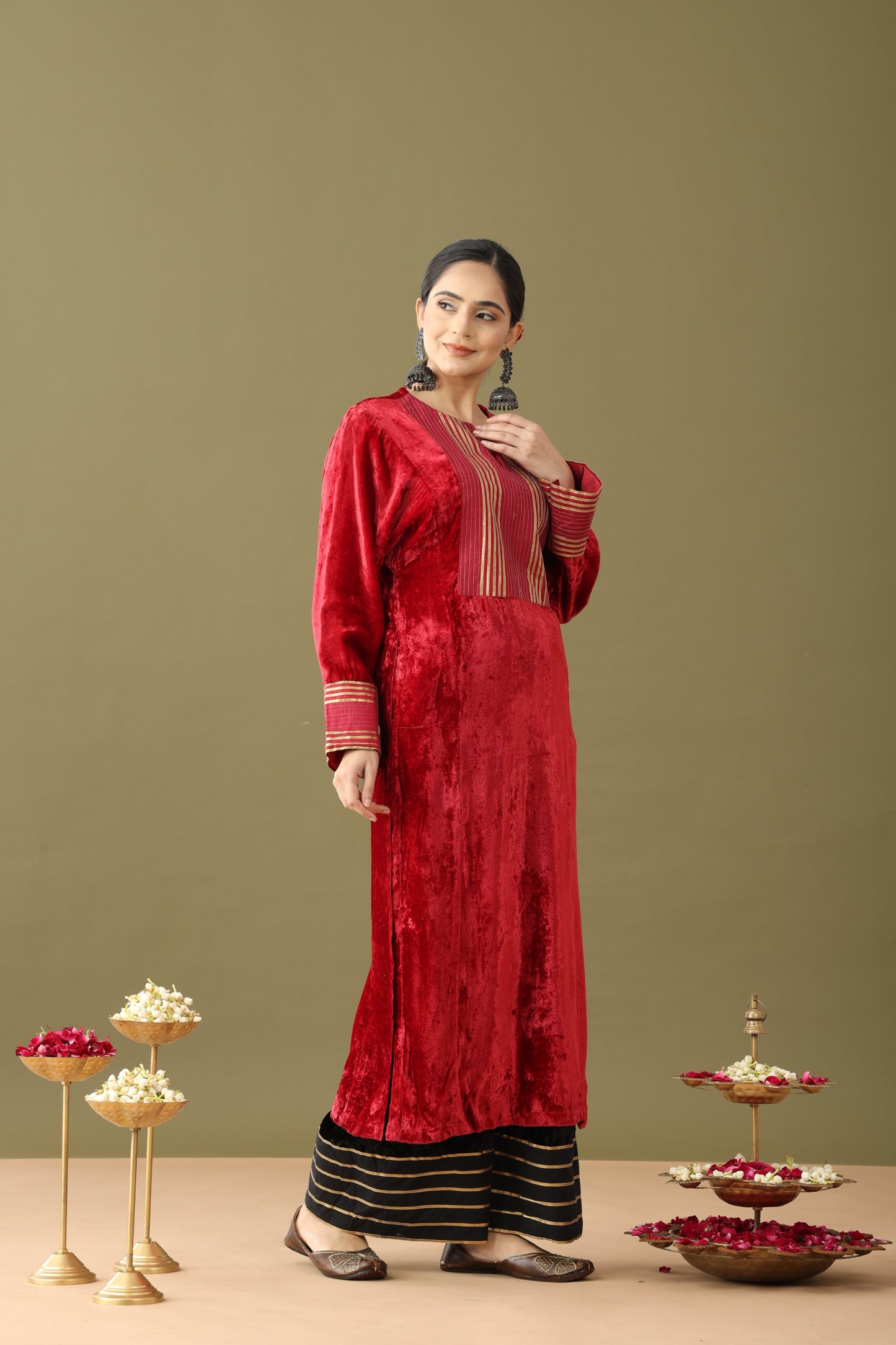 Red velvet kurta set, Red velvet kurta, Red and black kurta, Red and black velvet kurta set, Velvet kurta black, Red and green velvet gotta kurta set, Red and golden kurti, Velvet palazzo set, Velvet kurta set with dupatta, Wine colour velvet kurta set, Winter velvet kurta set, Velvet suit for wedding, Gold detailing kurta, Velvet kurta set for festive occasions, Velvet kurta set winter Red velvet kurta set, Red velvet kurta, Red and black kurta, Red and black velvet kurta set, Velvet kurta black