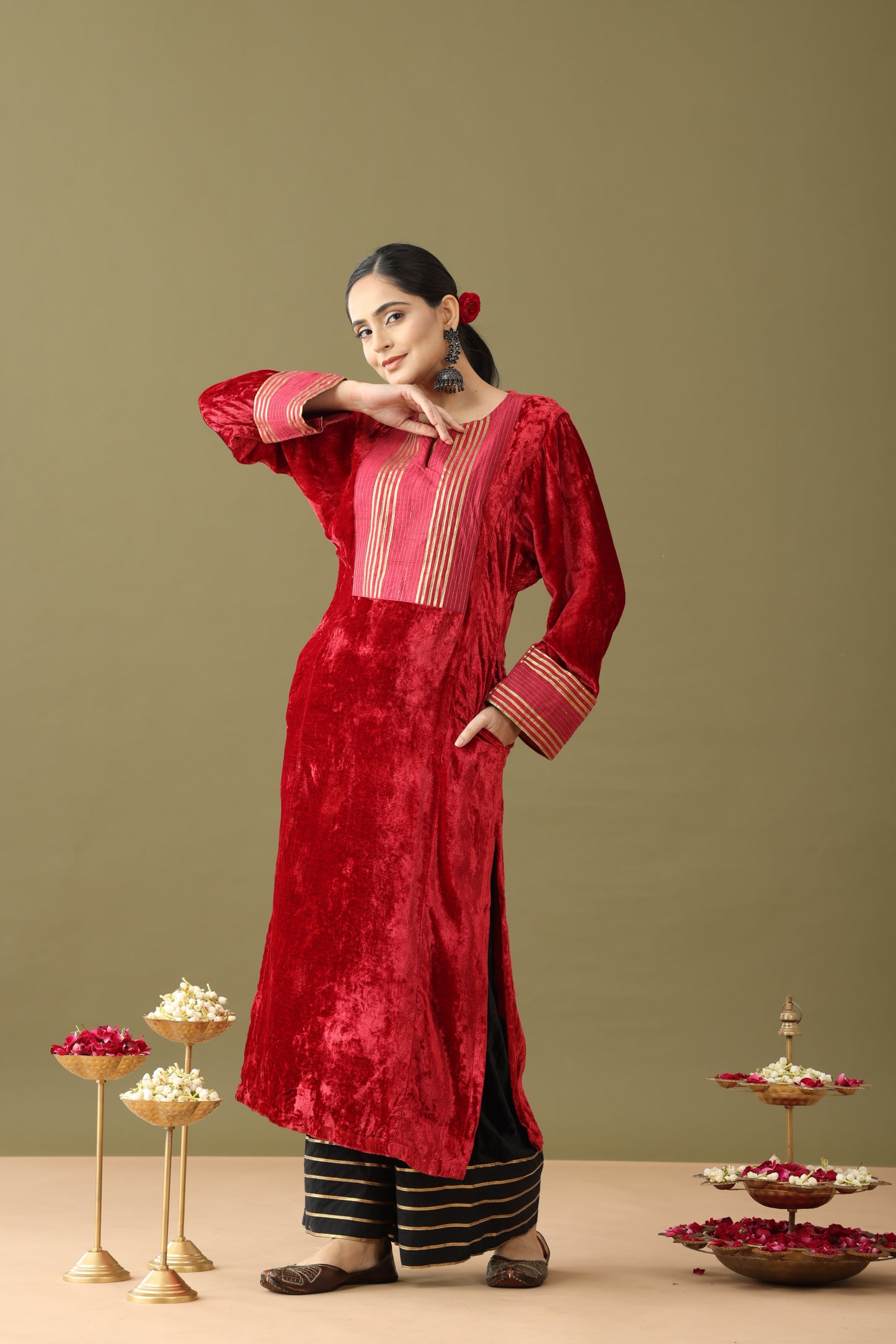 Red velvet kurta set, Red velvet kurta, Red and black kurta, Red and black velvet kurta set, Velvet kurta black, Red and green velvet gotta kurta set, Red and golden kurti, Velvet palazzo set, Velvet kurta set with dupatta, Wine colour velvet kurta set, Winter velvet kurta set, Velvet suit for wedding, Gold detailing kurta, Velvet kurta set for festive occasions, Velvet kurta set winter Red velvet kurta set, Red velvet kurta, Red and black kurta, Red and black velvet kurta set, Velvet kurta black