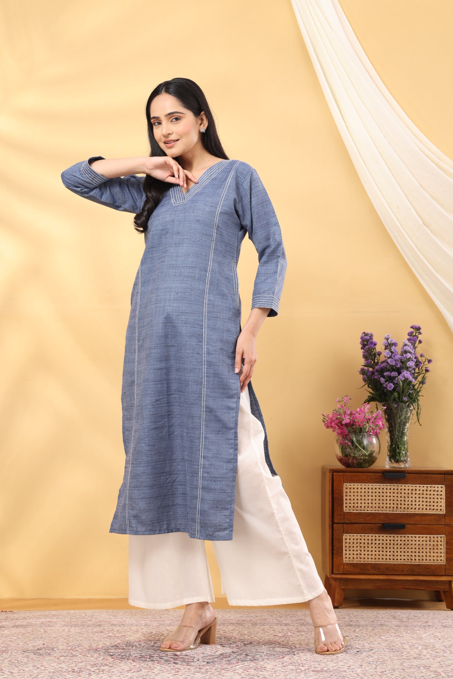Saadgi  Denim Blue Kurta Set