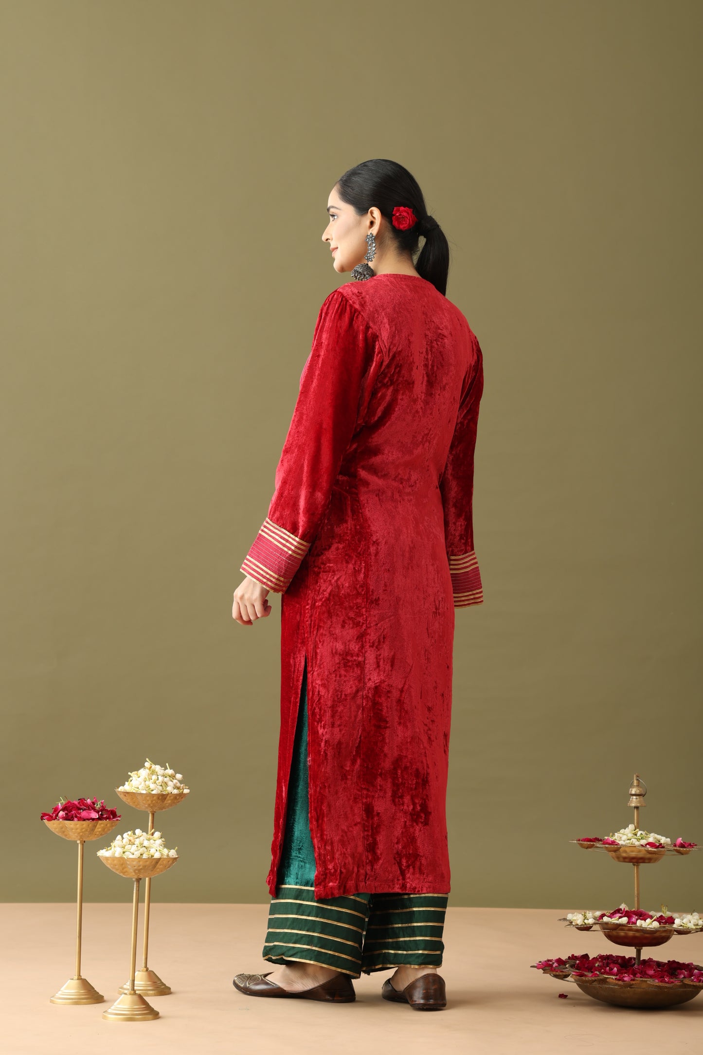 Red velvet kurta set, Red velvet kurta, Red colour velvet suit, Red colour kurta set with dupatta, Red and Green Kurta, Velvet green kurta, Red and green velvet gotta kurta set, Red and golden kurti, Red velvet gown dress, Red colour kurta set, Velvet kurta set green, Velvet kurta set with dupatta, Winter velvet kurta set, Velvet palazzo set, Gota detailed palazzo, Velvet suit for wedding, Gold detailing kurta