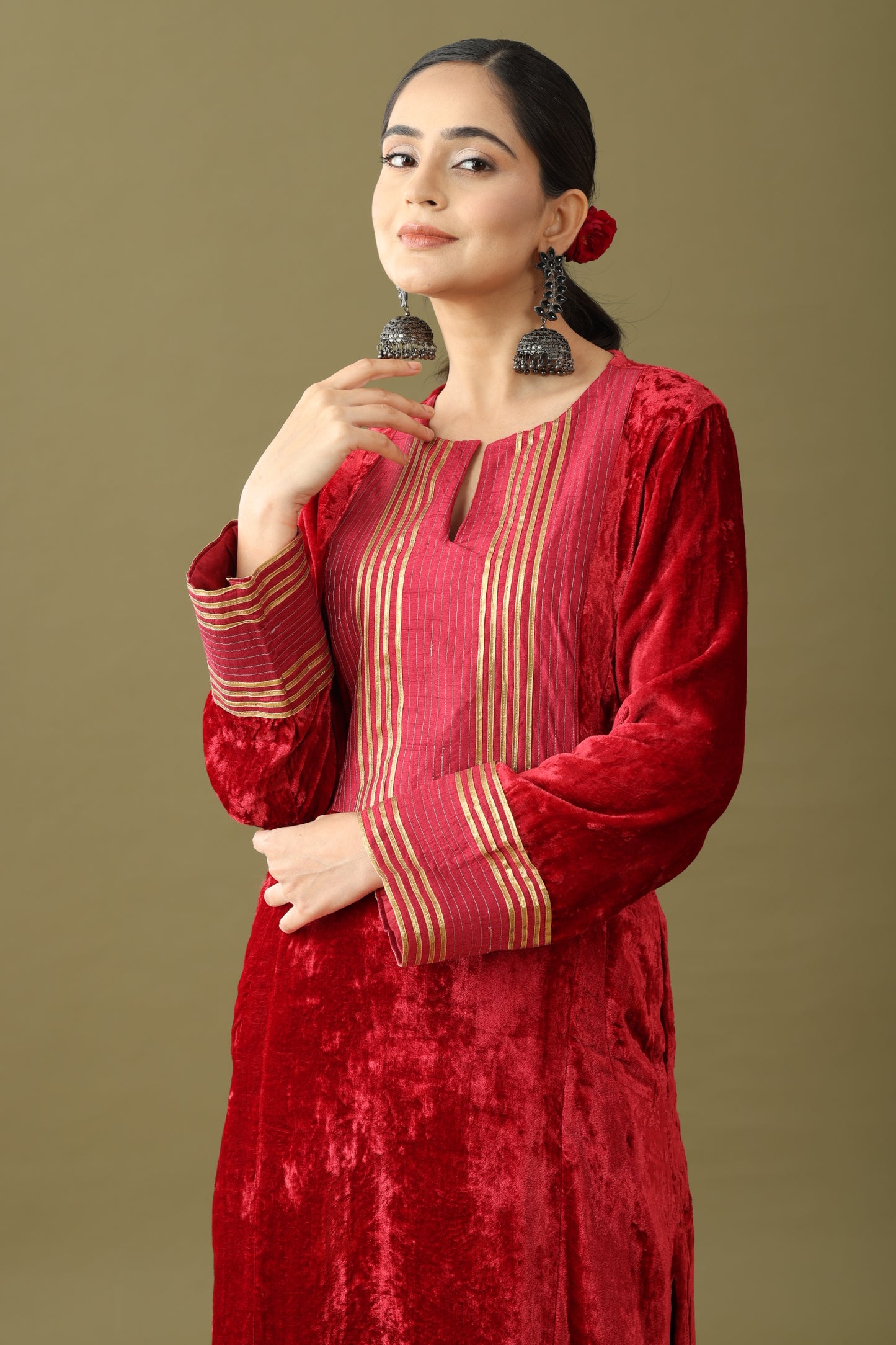 Red velvet kurta set, Red velvet kurta, Red colour velvet suit, Red colour kurta set with dupatta, Red and Green Kurta, Velvet green kurta, Red and green velvet gotta kurta set, Red and golden kurti, Red velvet gown dress, Red colour kurta set, Velvet kurta set green, Velvet kurta set with dupatta, Winter velvet kurta set, Velvet palazzo set, Gota detailed palazzo, Velvet suit for wedding, Gold detailing kurta