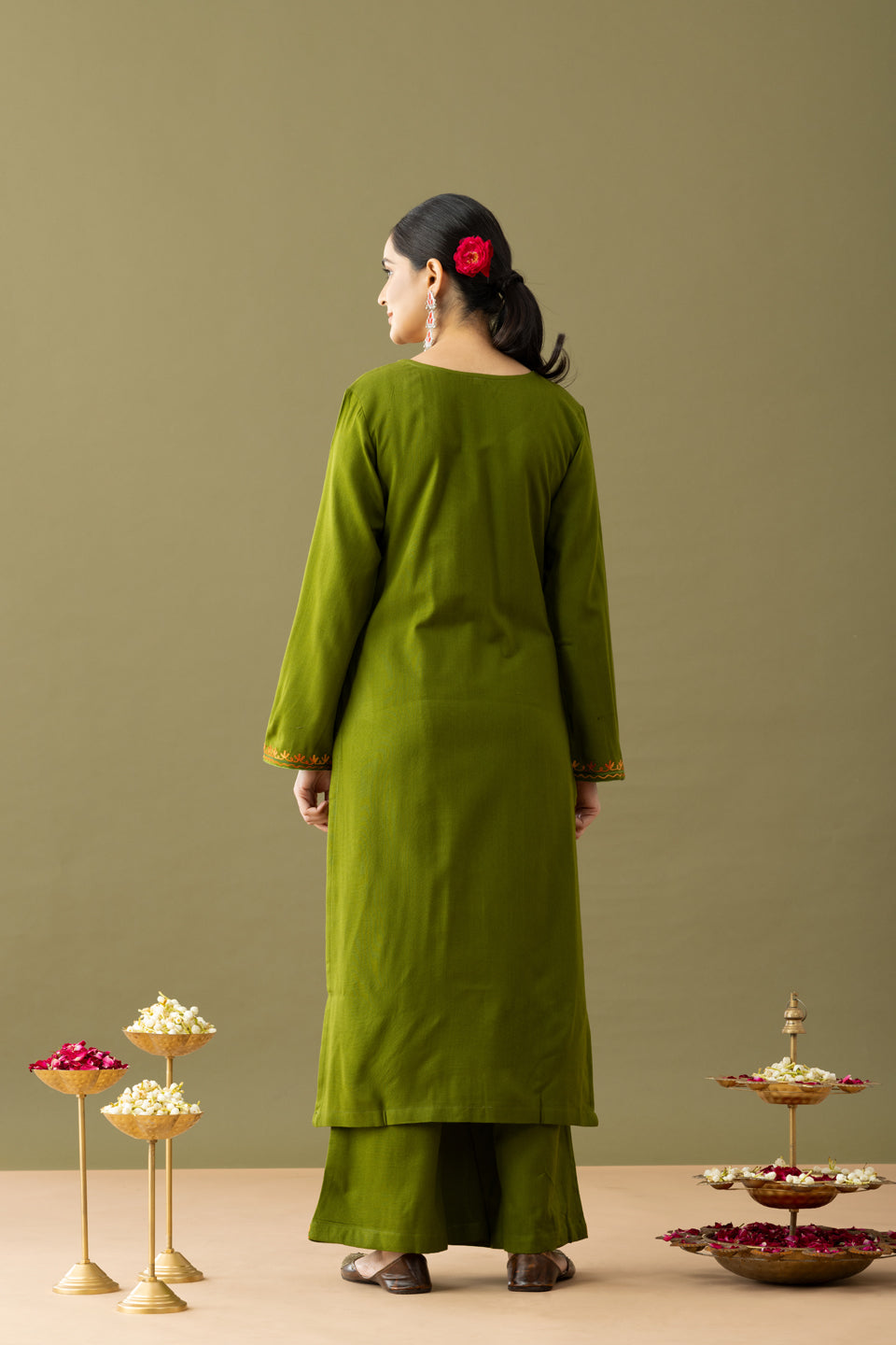 Utsaah Pea Green Aari Embroidery Kurta Set