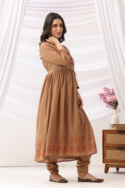 Mridu Mud brown block Angrakha