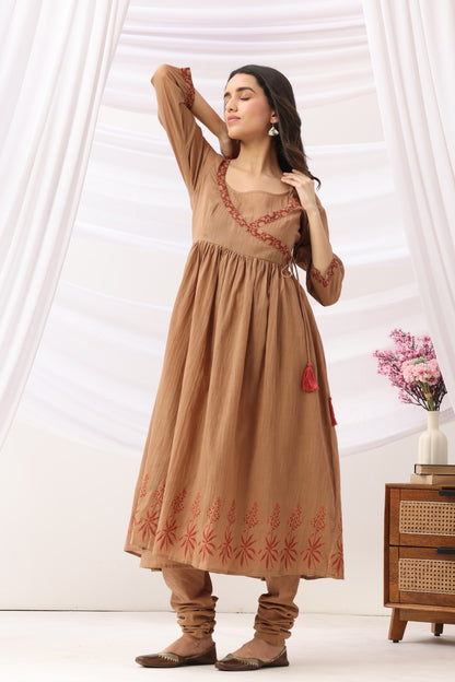 Mridu Mud brown block Angrakha