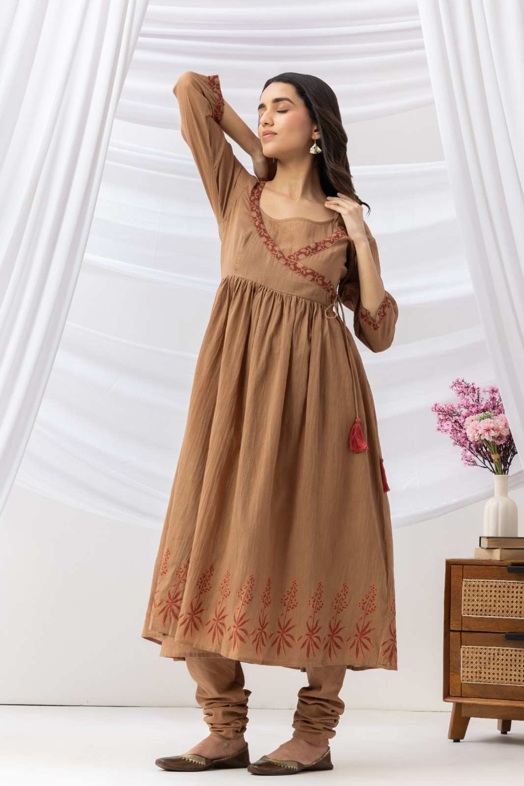 Mridu Mud brown block Angrakha