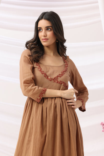 Mridu Mud brown block Angrakha