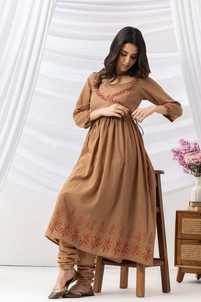 Mridu Mud brown block Angrakha