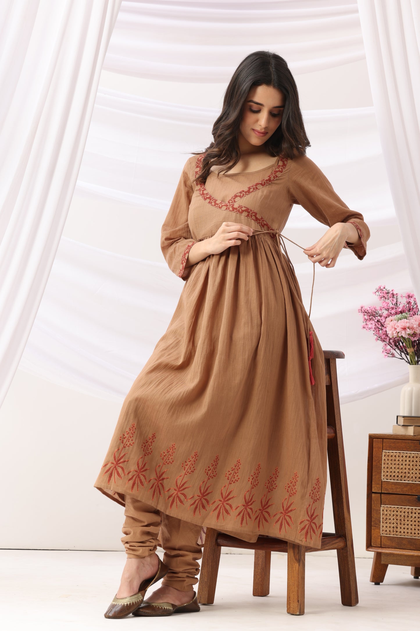 Mridu Mud brown block Angrakha