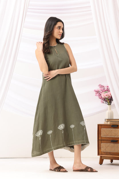 Mridu Moss Green Kota dress