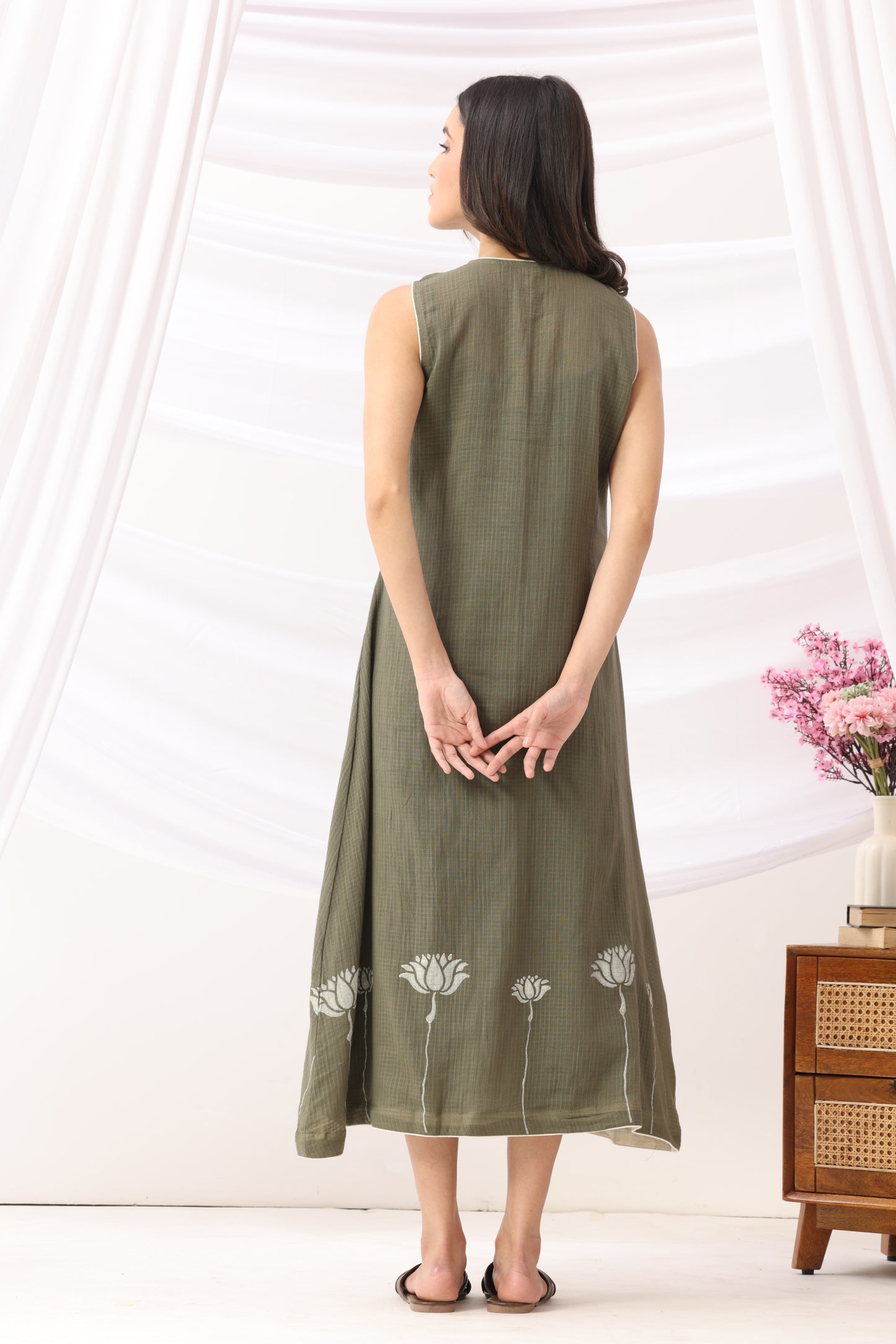 Mridu Moss Green Kota dress