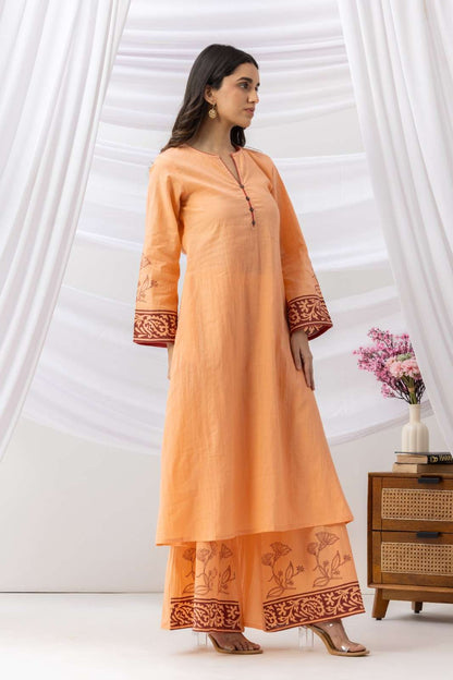 Mridu Coral Peach Kurta Set