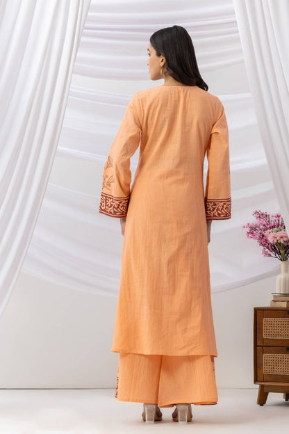Mridu Coral Peach Kurta Set