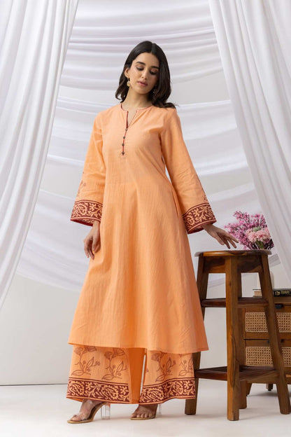 Mridu Coral Peach Kurta Set